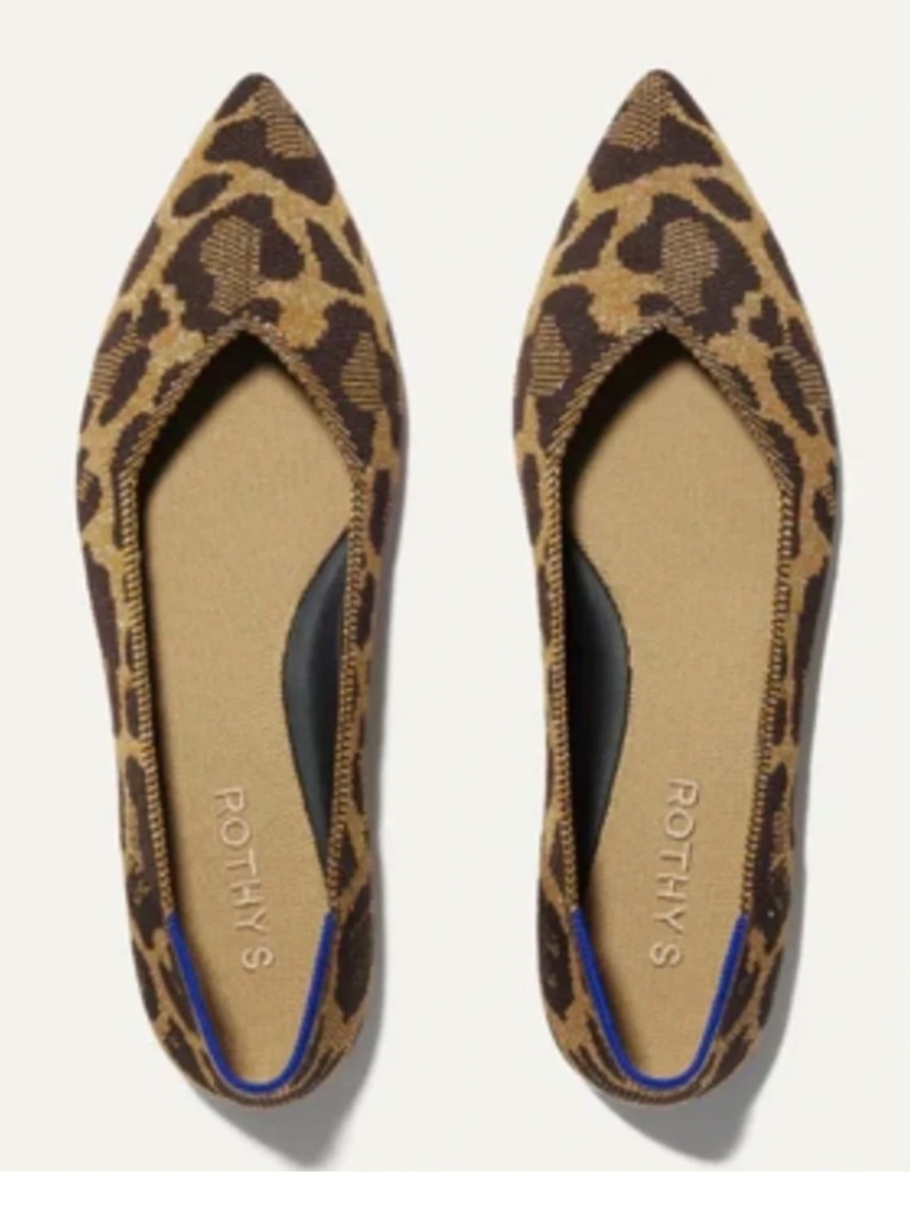 Rothy's The Point II Metallic Cat Leopard Print Flats Size 8